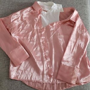Unbalanced satin blouse shirts